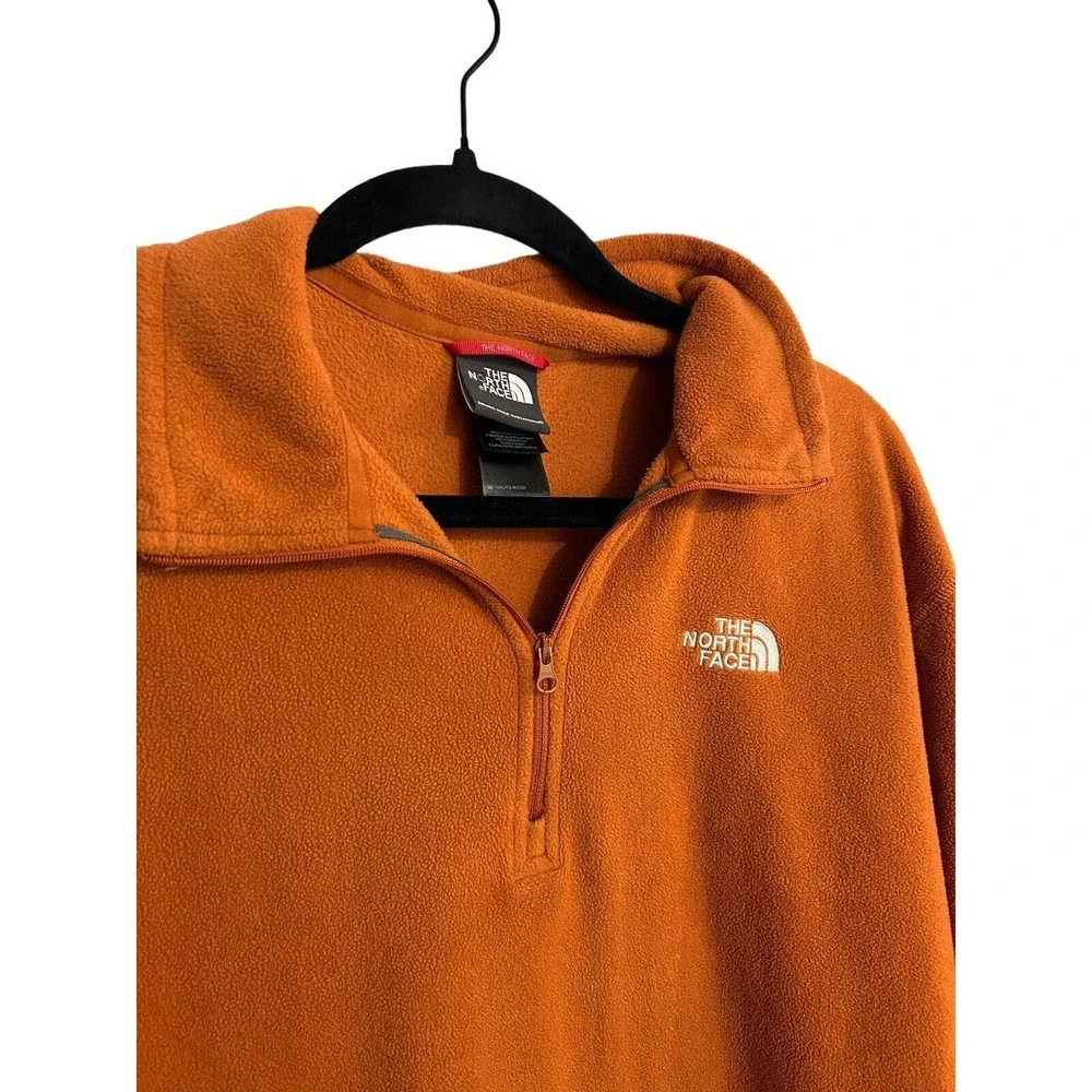The North Face Sweater Men's‎ Large Orange Micro Fleece 1/4 Zip Polartec Hiking